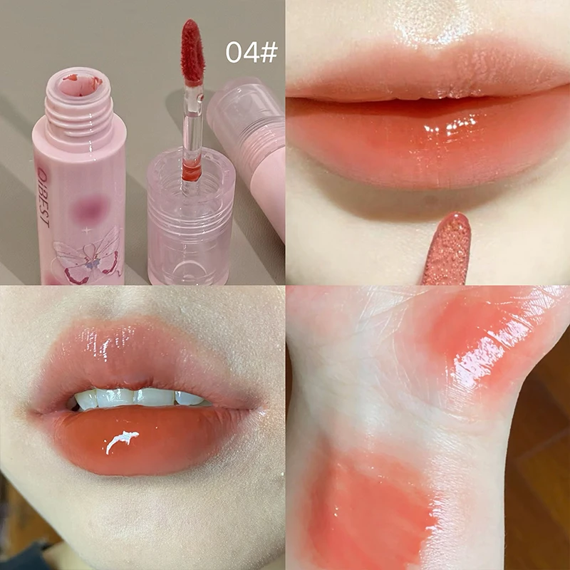 QIBEST Waterige Lipgloss Hydraterende Lip Glossy Spiegel Lip Glazuur Non-stick Cup Langdurige Lip Tint Hydraterende Lip Stain make-up