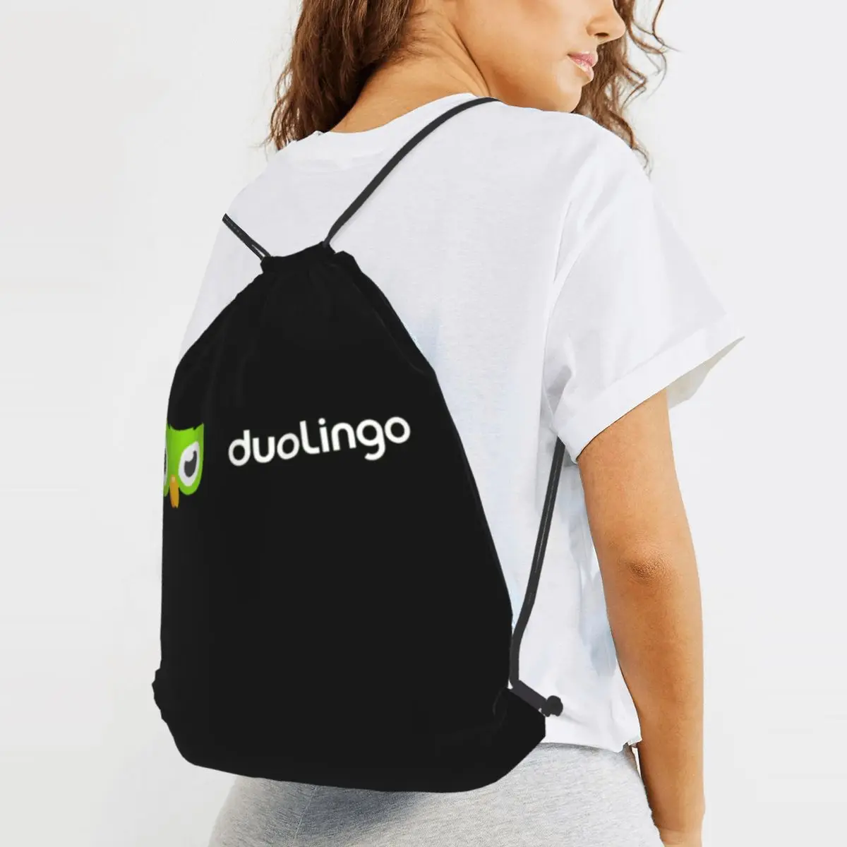 

Duolingo Owl Duo Backpacks Fashion Drawstring Bags Sports Bag Book Bags for Man Woman Students
