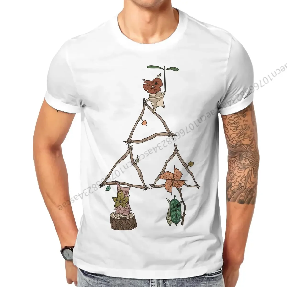 

Leaf Building Triforce Nature Graphic Tee Men's Breathable Cotton T-Shirt