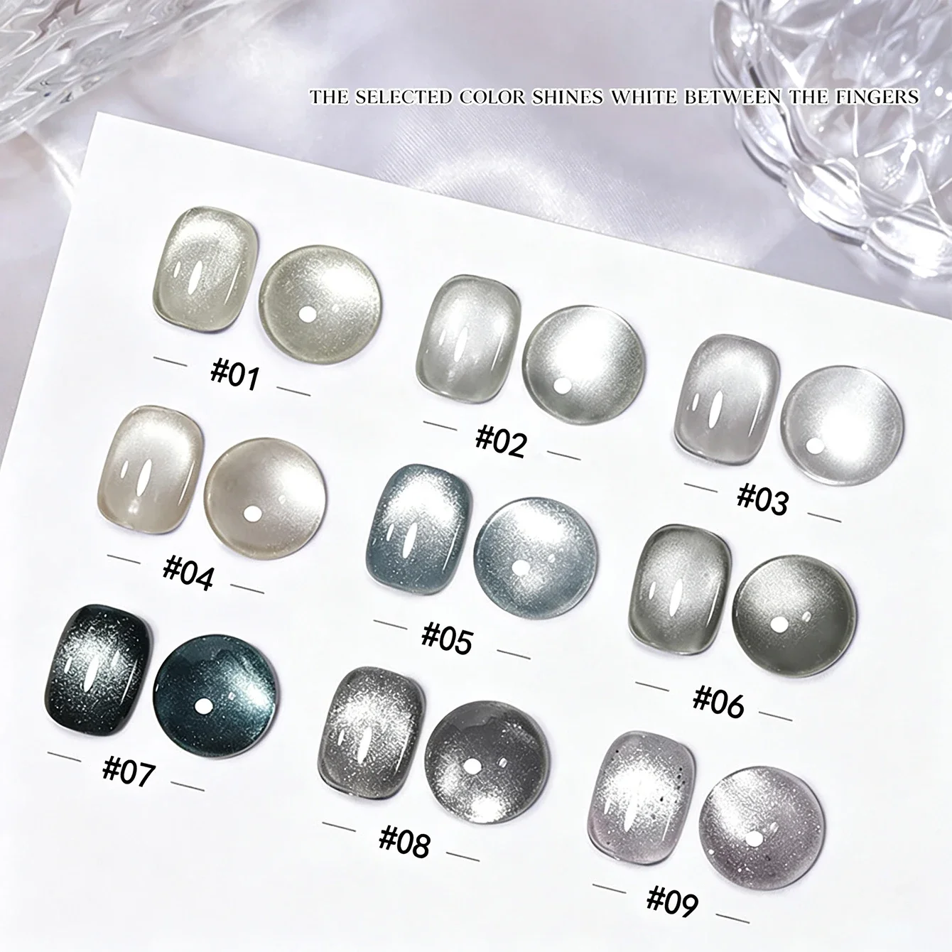 MIANEL Gray-Toned Cat Eye Gel – 2026 Fall/Winter New Arrival, Trendy Glass Bead Crystal Stone Cat Eye Polish for Nail Art