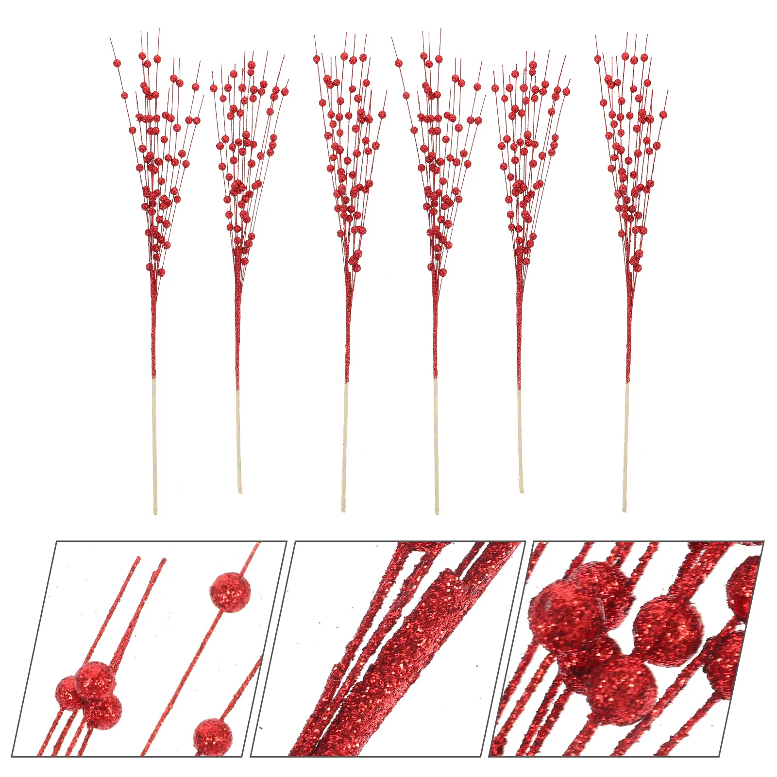 

6Pcs Artificial Berries Stems Realistic Red Berry Picks for Christmas Decorations DIY Home Holiday Decoration Xmas Tree Branches