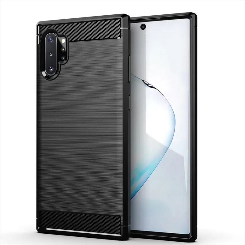 Phone Case for Samsung Note 10 Plus Carbon Fiber Shockproof Case for Galaxy Note10 plus Full Protective Back Cover Coque Fundas