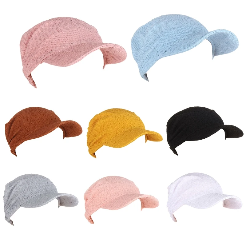 Summer Sunscreen Turban Caps Solid Color Headscarf Hat Chemo Hair Loss Cap Head Wear for Home Outdoor Women Lady