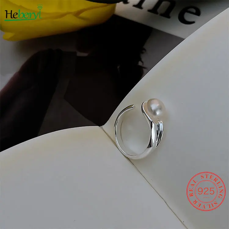 

Adjustable 925 Silver Ring with Natural Pearls Oval Shape Open Sweet Design Simple Elegant Party Fine Jewelry for Women