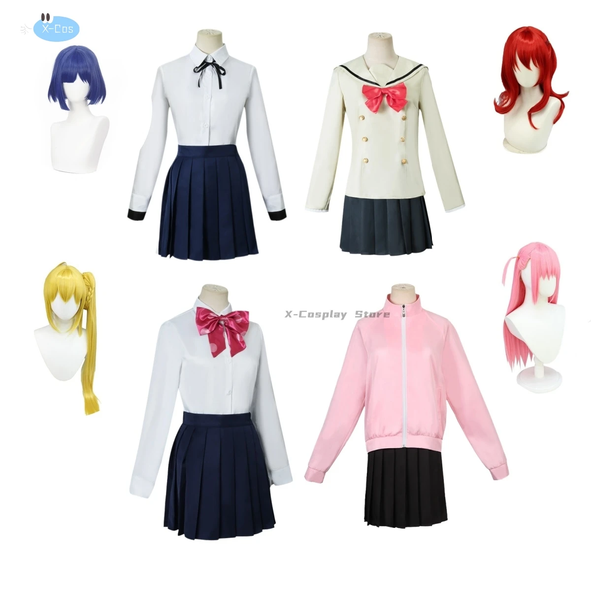 Ikuyo Kita Costume Anime Bocchi The Rock Cosplay Dress Red Wig Skirt Socks JK Uniform Carnival Party Cos Suit For Girls Women