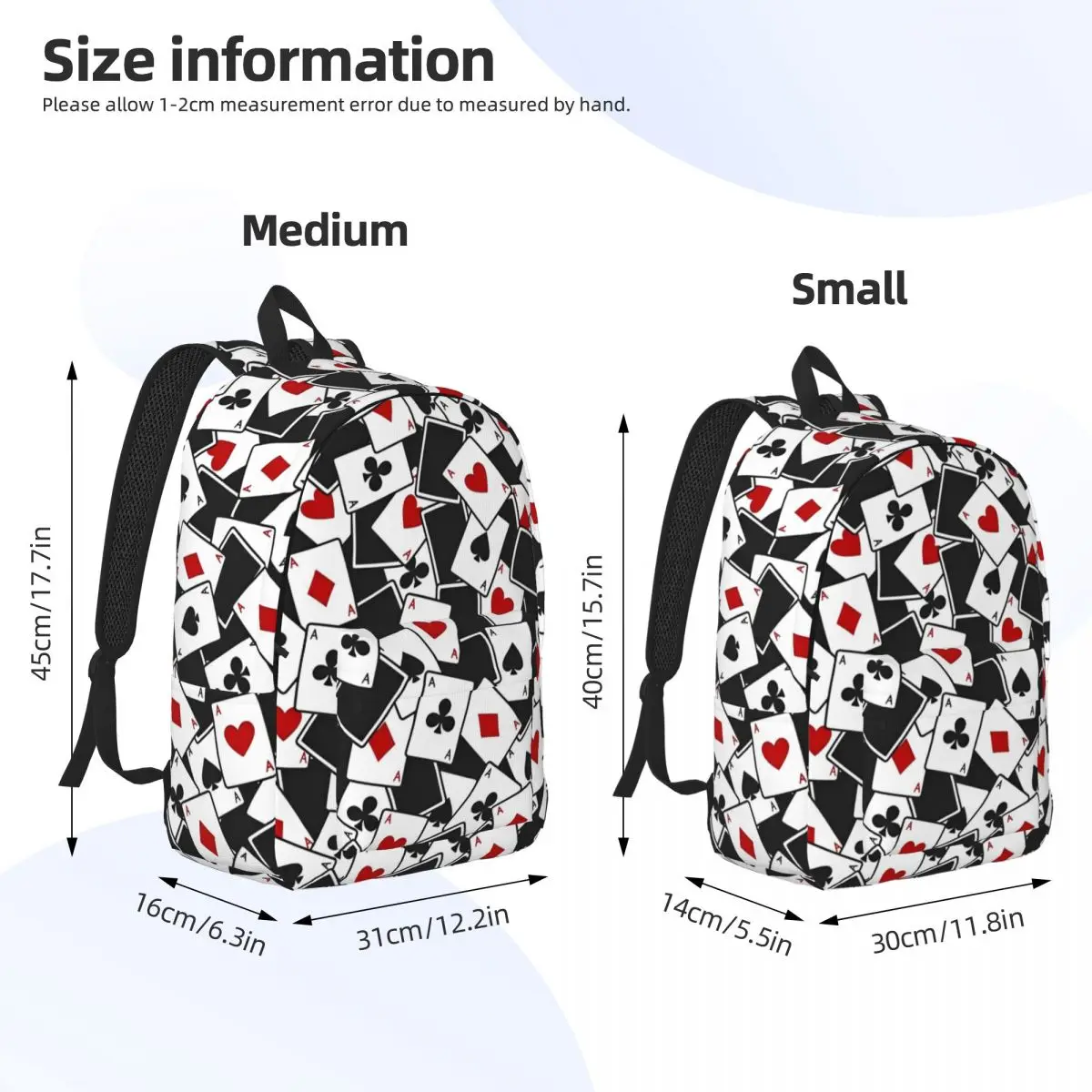 Card Suits Poker Art Aesthetics Backpack for Men Women Teenage High School Business Daypack College Canvas Bags Sports