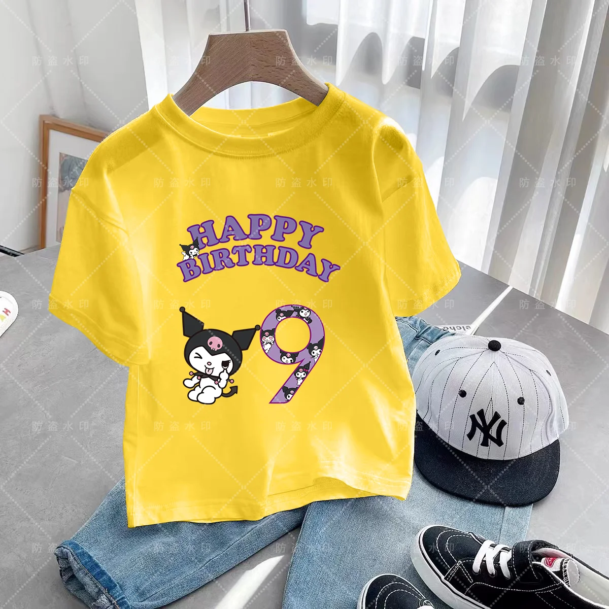 Children's Clothing Summer T-shirts for Children Kulomi Kawaii Caricature Cartoons Birthday Number 3-12 Top Clothes Kawaii Kids