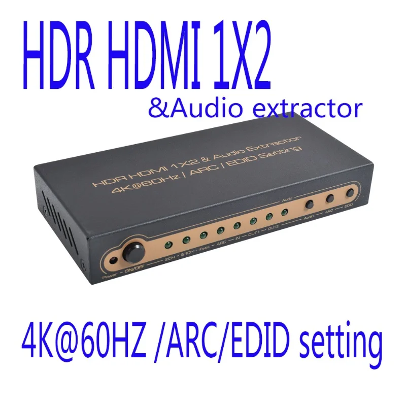 オーディオ抽出器付きhdmiスプリッター4k-hdrdmi-1x2オーディオ配信オーディオ抽出