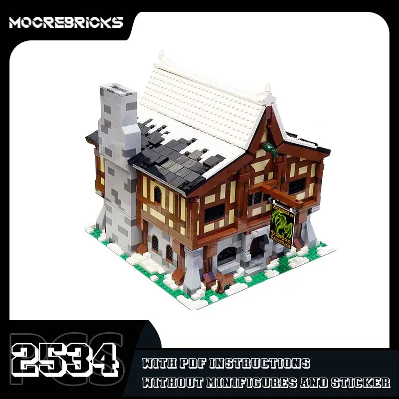 Modular Inn Architecture Model MOC Medieval Residential Building Blocks Set DIY Bricks Desktop Display Toy Kids Puzzle Gift