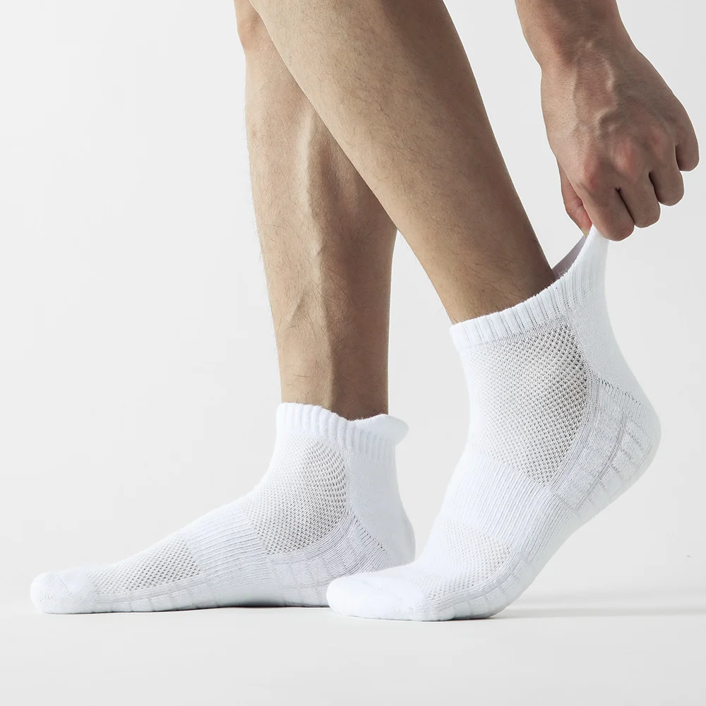 Chaussettes de sport en coton respirant pour hommes, haute qualité, maille, décontracté, athlétique, été, coupe fine, chaussettes courtes, taille 38-45, 5 paires