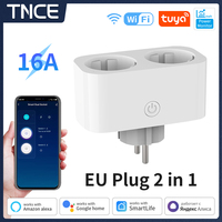 TNCE tuya wifi Dual plug 16A eu 2 socket in 1 Power Monitor Smart life Remote Control Timer Voice with Google Home Alexa Alice