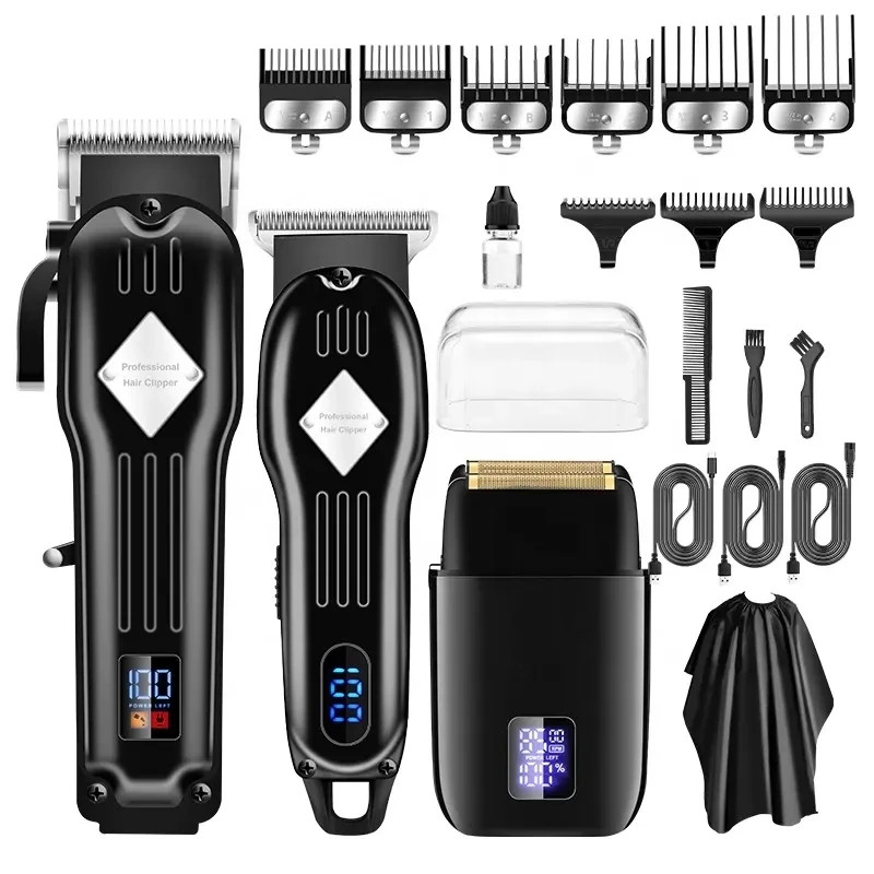 RESUXI 973 NEW 3 in 1 Hair Clippers High-power Electric Shaver Hair Trimmer 3 Pieces Grooming Set for Men Barber Shop