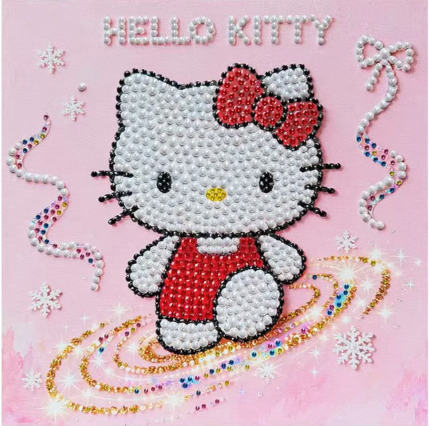 20*20cm Cartoon Hello Kitty Pearl Painting Includes Frame Diamond Painting DIY Decorative Painting Children's Day Gift Handmade view 2