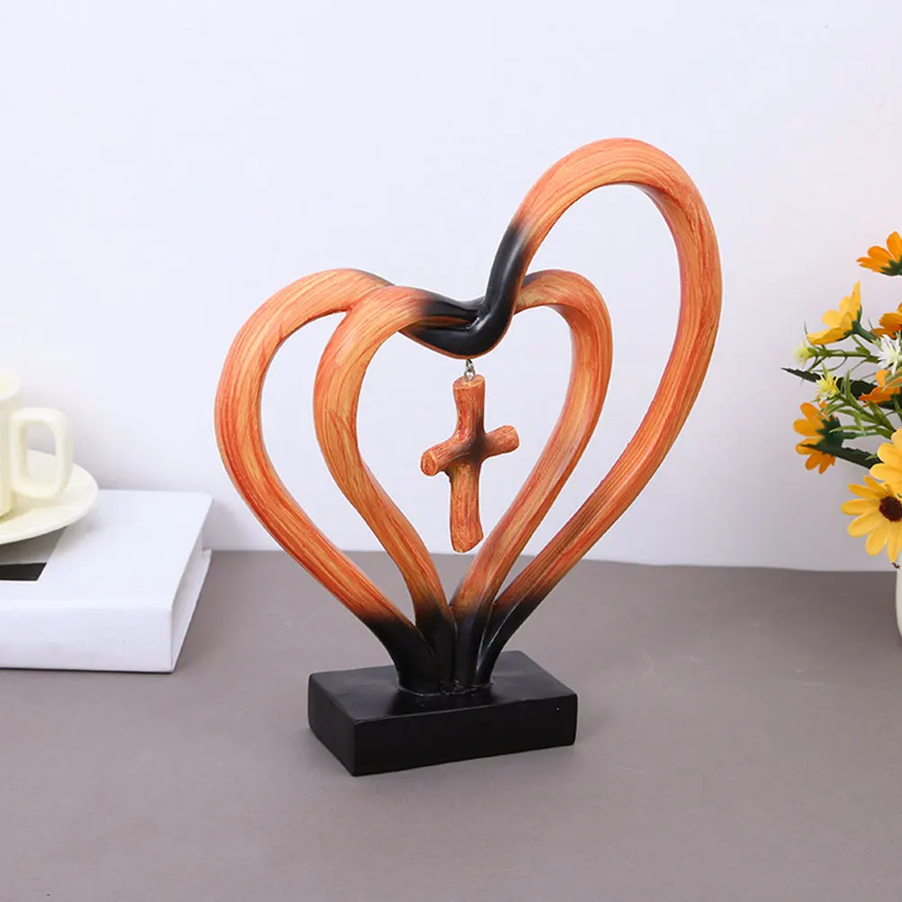 

Heart Sculpture Resin Ornament Romantic Love Symbol Wedding Valentine'S Day Decor Desktop Table Centerpiece Home Office