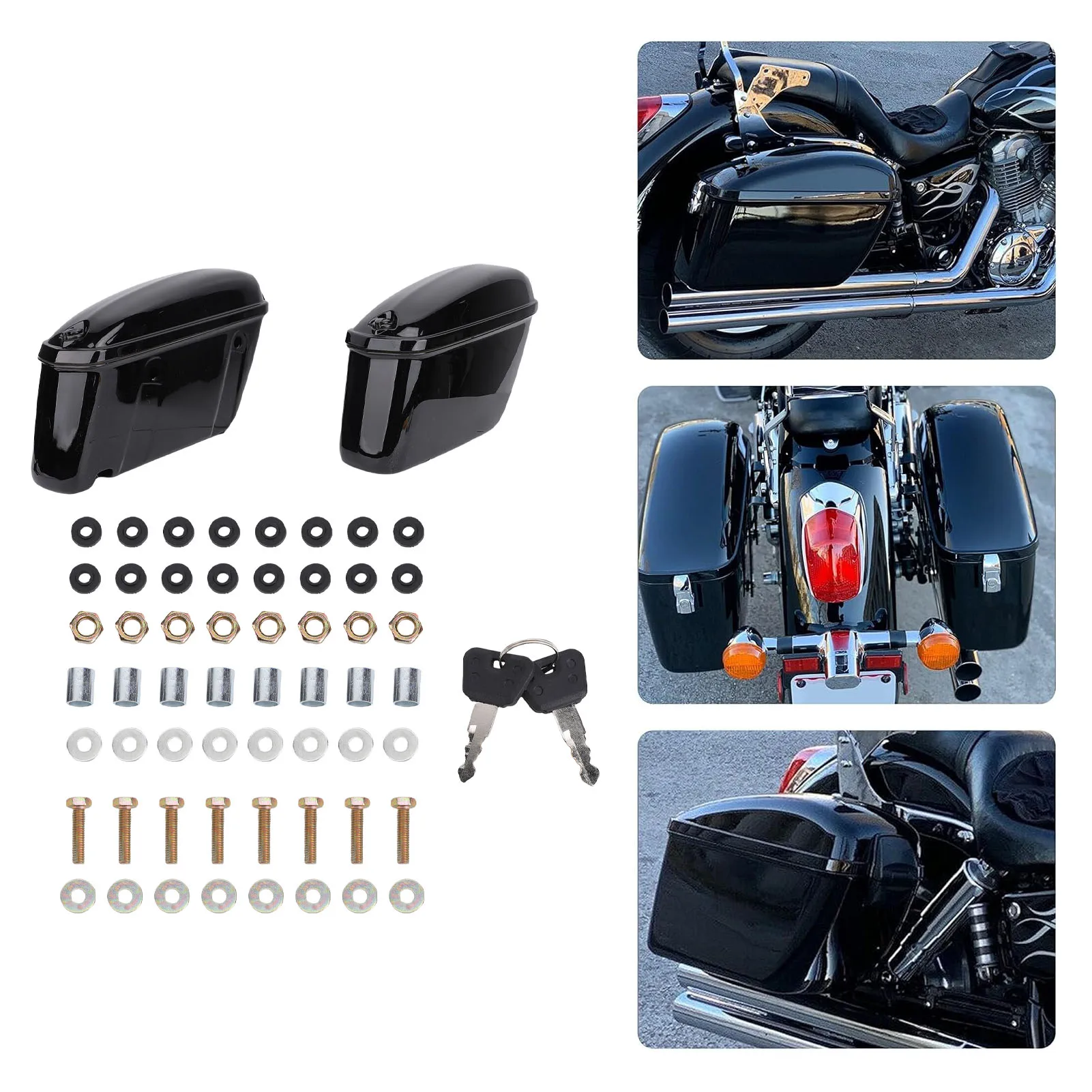 22L Motorcycle Hard Saddle Bags with Lock Rugged ABS Plastics Universal Motorcycle Trunk Side Storage Carrier Glossy