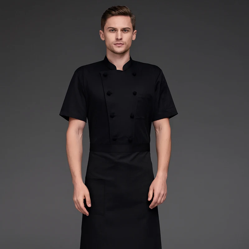 Veste de chef cuisinier unisexe, manteau, uniforme, vêtements de cuisine, chemise, restaurant, pizza, cafétéria, boulanger, vêtements de travail