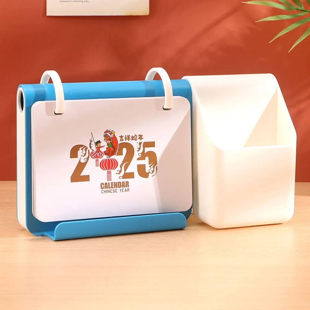 Creative Multi-function Desk Calendar Plastic Portable Pen Holder Simple with Hidden Drawers Desktop Storage Box Office