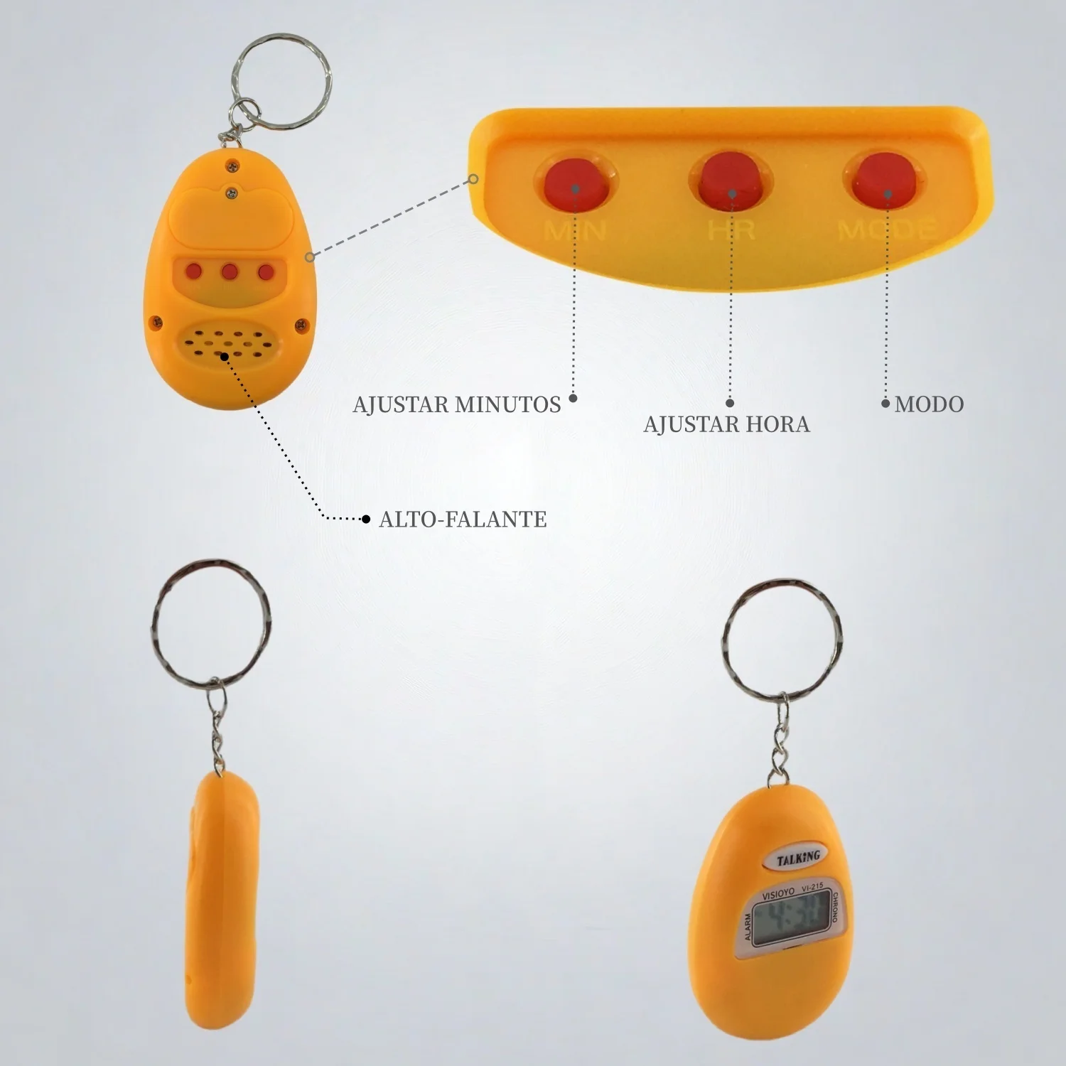 Portuguese Voice Keychain for the Visually Impaired | Audible Hourly Time & Leather Neck Strap