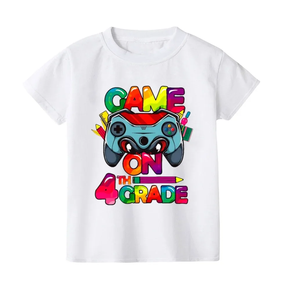 Game on First Grade Shirt Back To School Tee for Gamers 1st Day of School for Boys Truck Print Summer Kids Short Sleeves Top