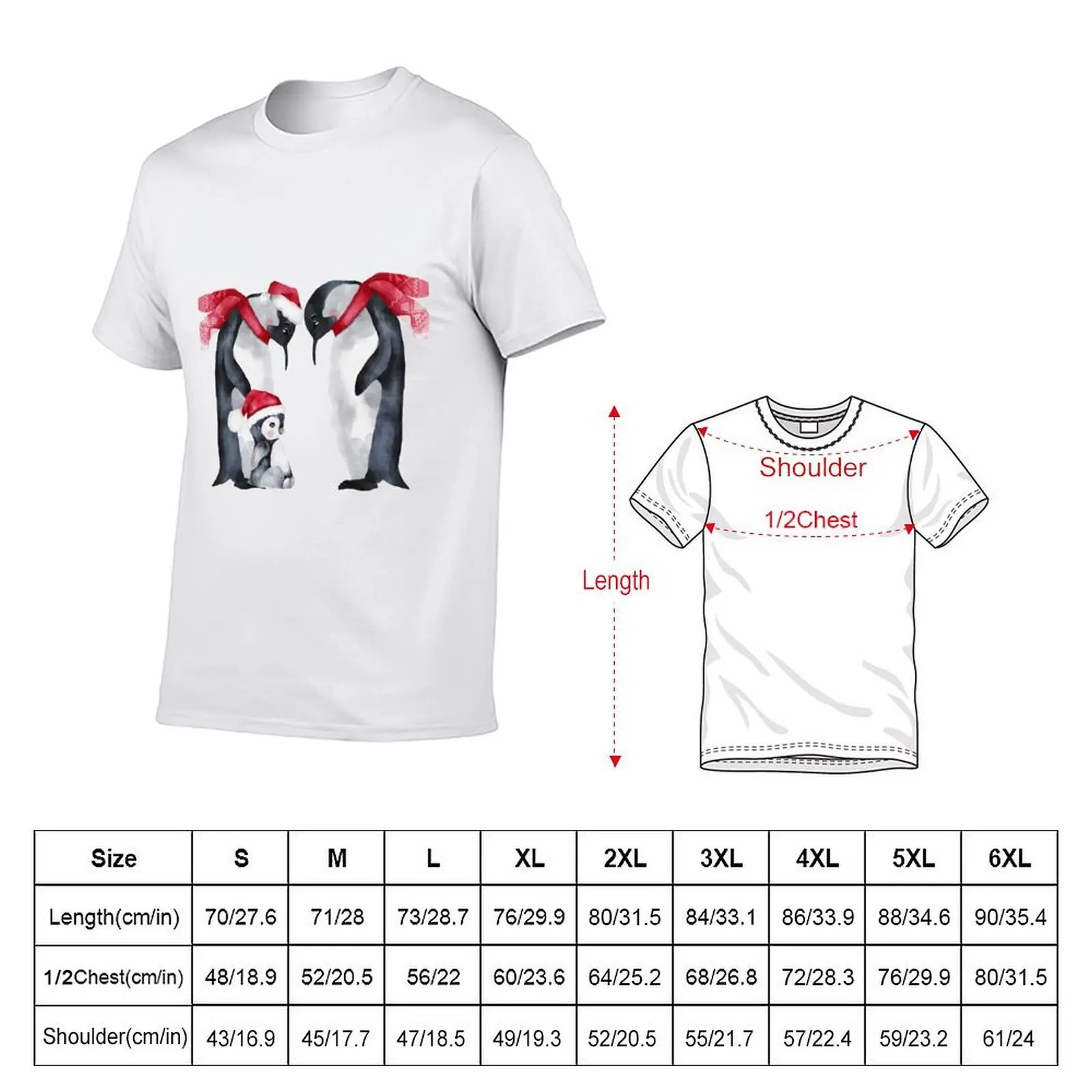 Watercolor Christmas Penguin Parents and Baby T-Shirt man t shirt heavy cotton man t shirt cotton high quality T-Shirt