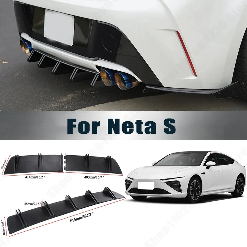 Rear Bumper Shark Fin Diffuser ABS Curved Aero Splitter Anti-Collision Chassis Protector For Neta S Car Styling