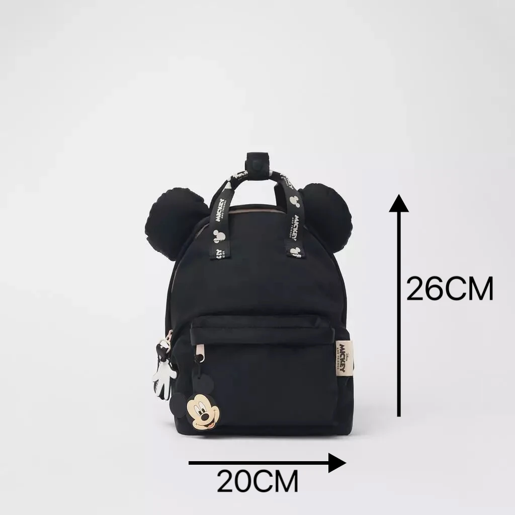 New Style Children\'s Bag Girls Boys Disney Brand Mickey Mouse Backpack Black Nylon Zipper Two Shoulders WaterProof Schoolbag