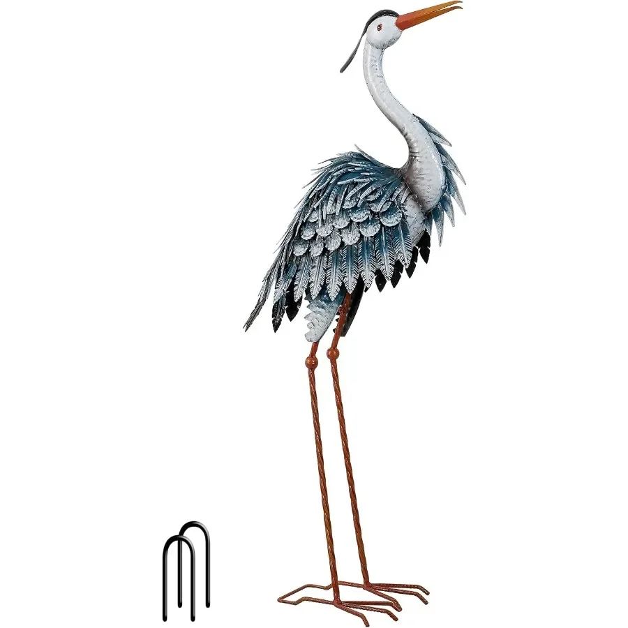 

Garden Decor Blue Heron Sculptures and Statues Decor 33.8 Inch Coastal Metal Cranes Decoy for Outdoor Outside Yard Art Patio Po