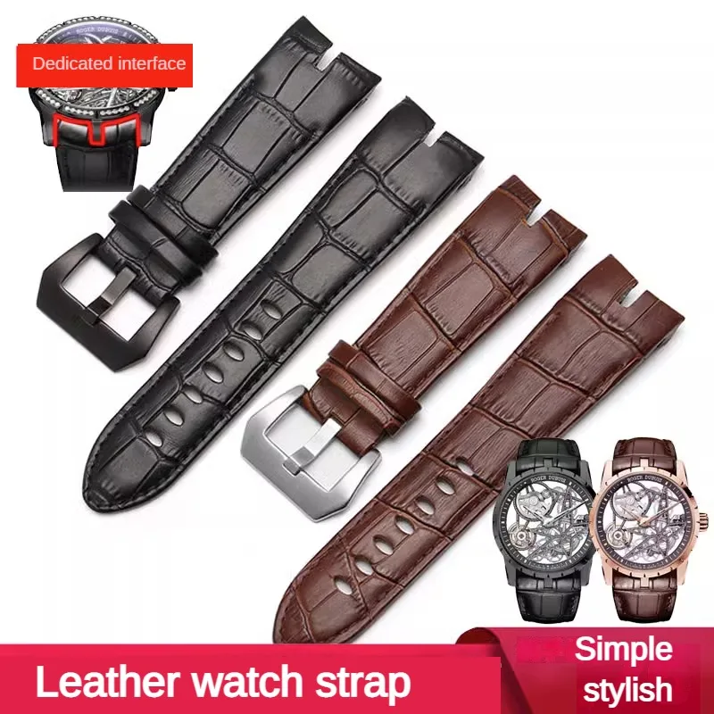 

Genuine Leather Watch Strap With Substitute Round Table Knight EXCALIBUR King Series Male Concave Interface Cowhide Strap 26mm