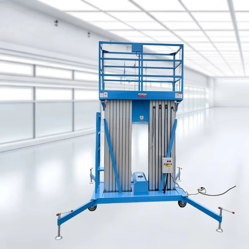 6M 8M 10M 12M Hydraulic Ladder Electric Lift Single Pole  Aluminum Alloy Lift Aerial Working Platform Customized