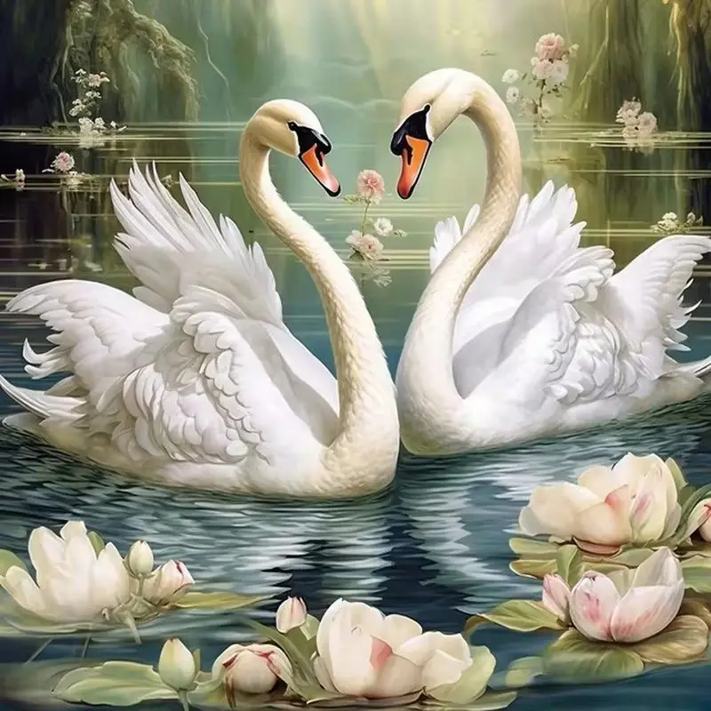 CHENISTORY 5D DIY Diamond Painting Swan Cross Stitch Kit Diamond Embroidery Animal Pictures Of Rhinestones Home Decor Gift