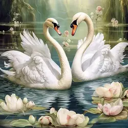 CHENISTORY 5D DIY Diamond Painting Swan Cross Stitch Kit Diamond Embroidery Animal Pictures Of Rhinestones Home Decor Gift