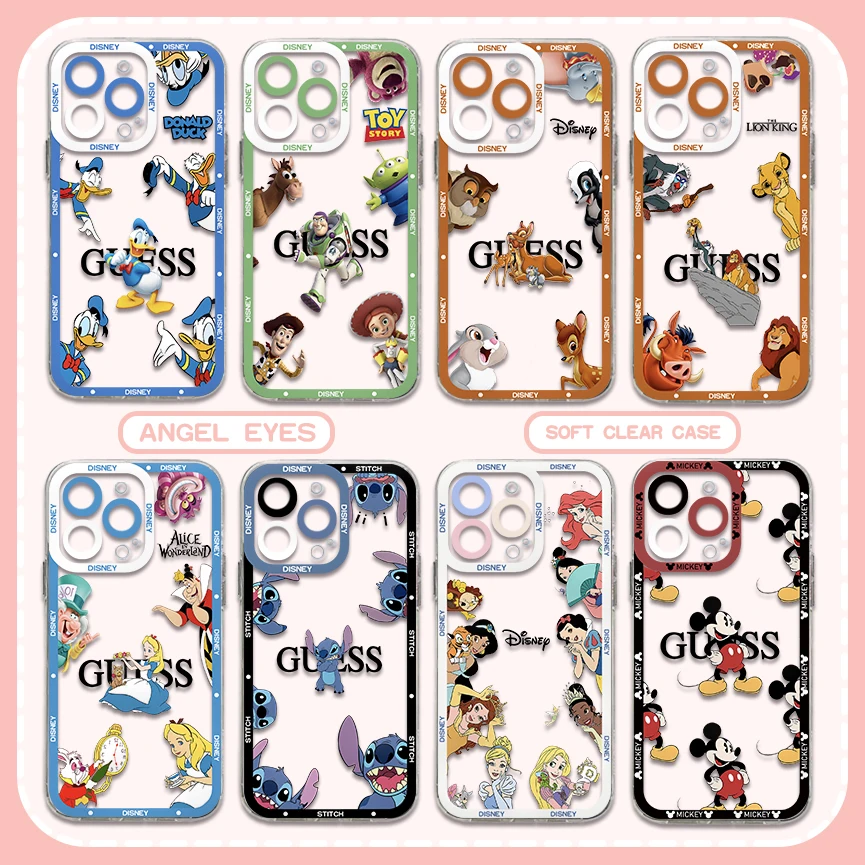 

Disneys stitchs angle Mickeys Minnies Phone Case For iPhone 15 14 13 12 11 Mini Pro Max X XR XSMax 6S 6 7 8 Plus SE Clear Cover