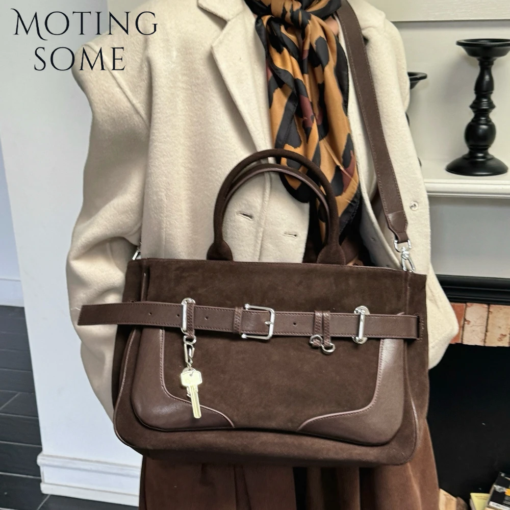 

Motingsome Luxury Suede Bag Tote Bags Women Oversized Shoulder Multiple Pockets Luxury Designer Bags Crossbody Shoulder Purse