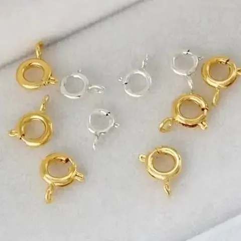 مشبك زنبركي مستدير من الذهب عيار 14 قيراط مع مشبك جراد البحر لقلادة سوار الفضة DIY وإكسسوارات صنع المجوهرات