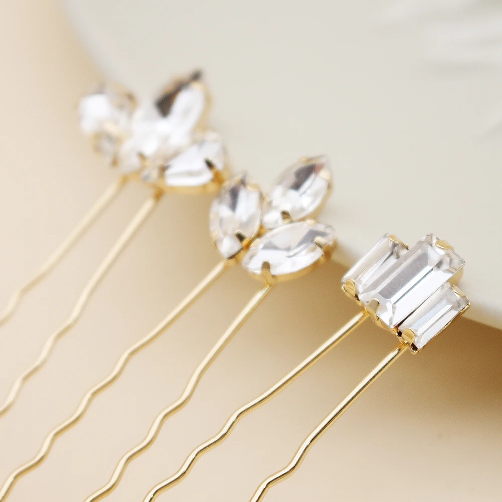 Simple Crystal Hairpin Set Bridal Headpiece Daily Hair Clips Hair Accessories For Women Gold Hair Clips Jewelry Accessories image 5