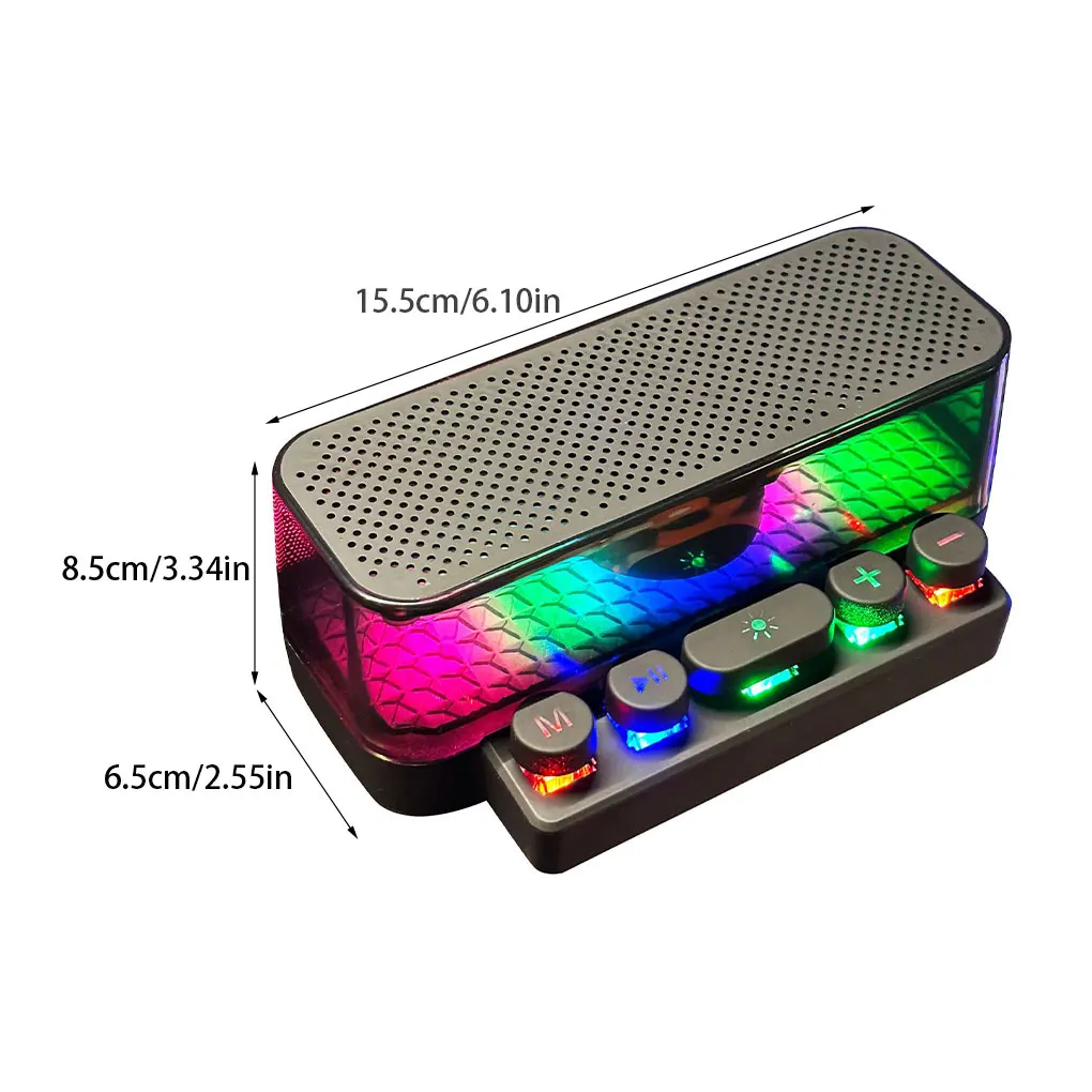 مكبر صوت أسود مع مفتاح إضاءة تلقائي فريد من نوعه، اتصال بلوتوث ثابت، أسود بارد