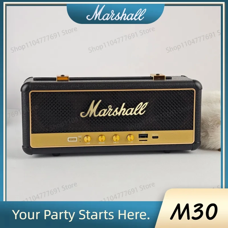 Haut-parleur sans fil rtro Marshall M30, caisson de basses stro Bluetooth Portable, haut-parleur tanche, haut-parleur de sport de plein air  domicile