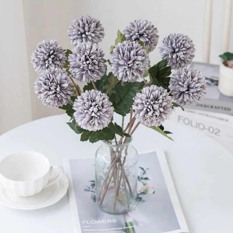 10/15 Stück Künstliche Blumen Seidenkugel Chrysantheme Hochzeits-Brautstrauß Heimtisch Fensterbank Festival-Deko DIY-Geschenk Bühnenrequisiten – Detail 4