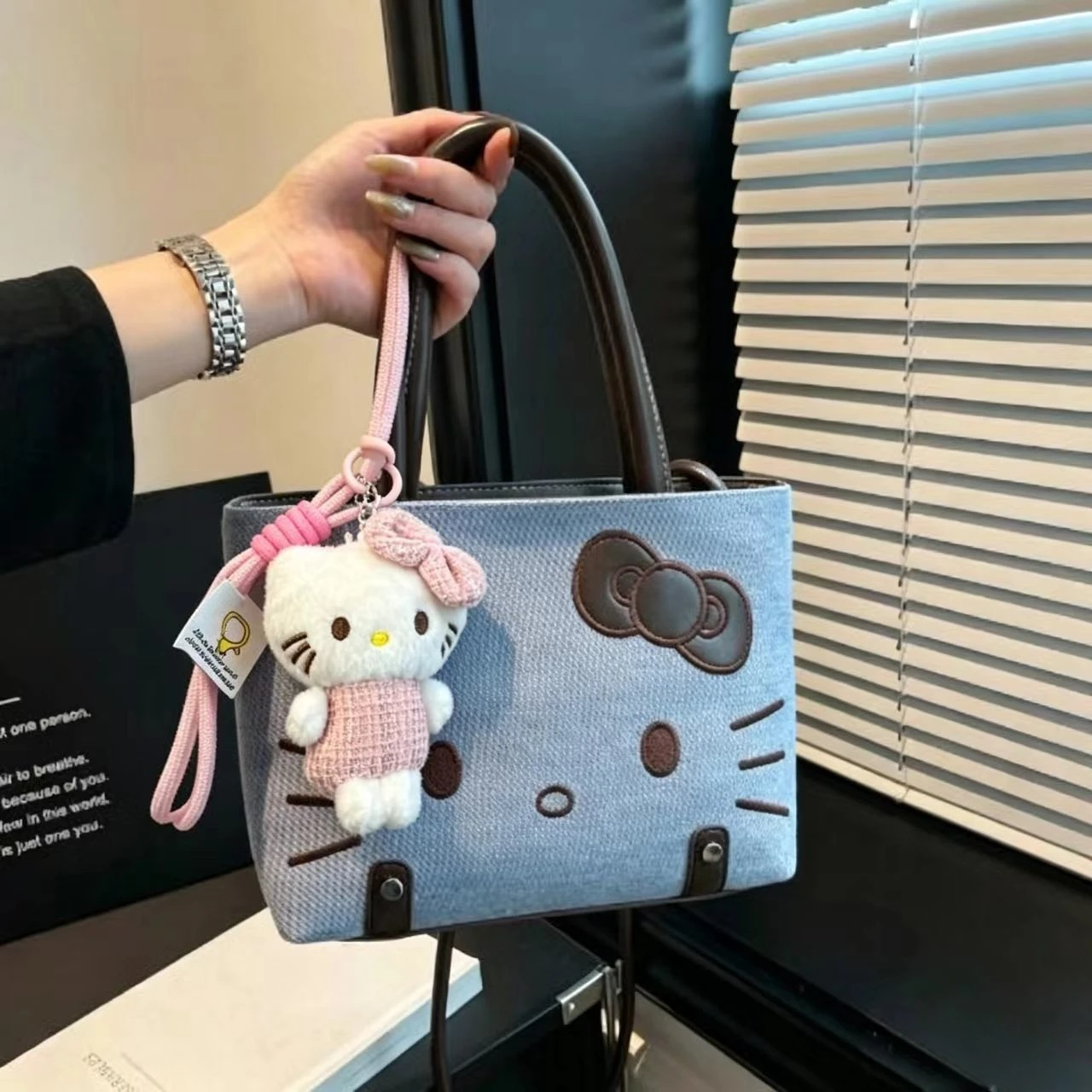 

Sanrio Cute KT Bag Girl Cowboy LargeHandbag Fashion Basket Crossbody Bag