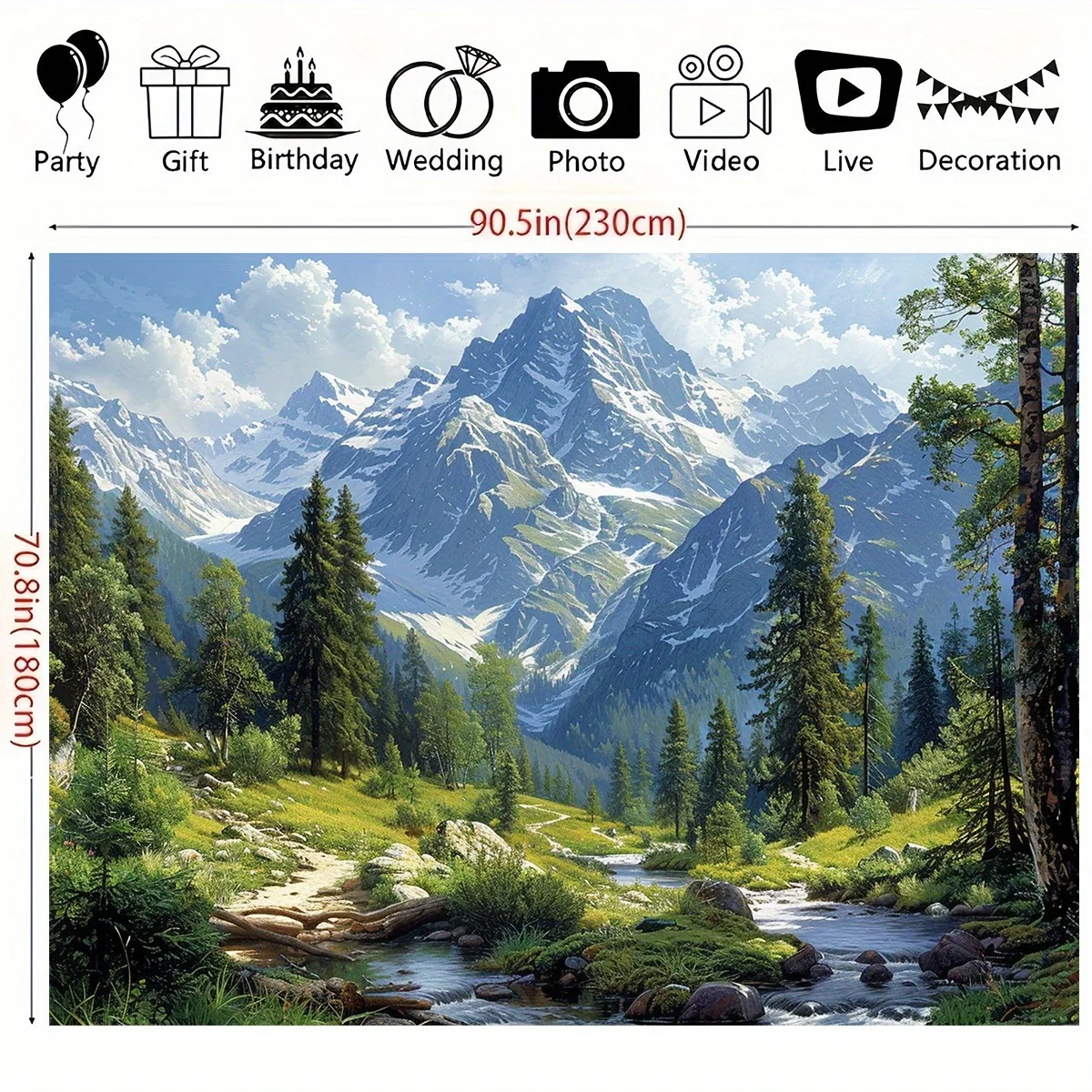 Mountain Landscape Tapestry Wall Hanging Boho Forest Nature Decor Rustic Alpine Style Boho Room Art Print Home Decoration