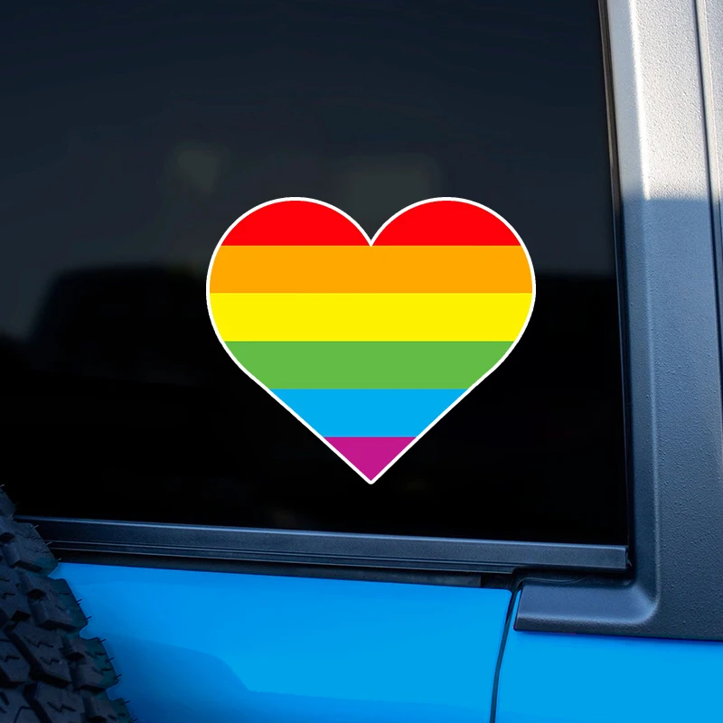 TM69# Gay Pride Rainbow Flag Heart Sticker LGBT Cup Laptop Car Window Bumper Decal for Windows, Bumper, Laptop, - PVC Material