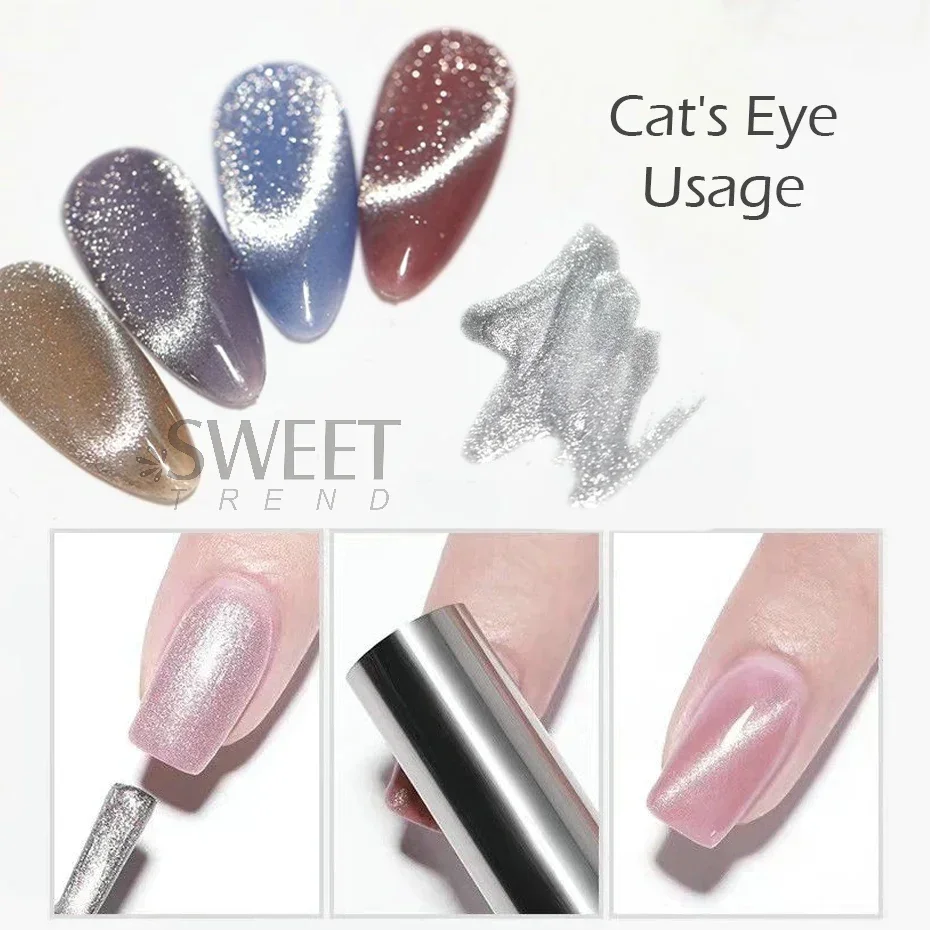 12 stücke Glitzernde Magnetische Cat Eye Gel Nagellack Set UV Kristall Semi-Permanent Lacke Glänzend Soak Off Lack maniküre Dekor