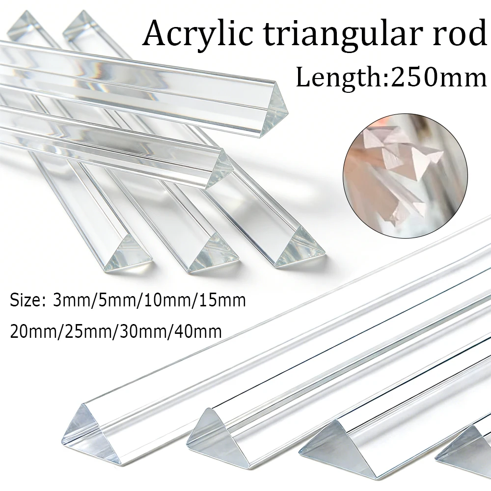 1-20pcs Clear Triangle Acrylic Rod, Solids Strip for Creative DIY Projects, Crafts, Decoration & Model Making, PMMA Material