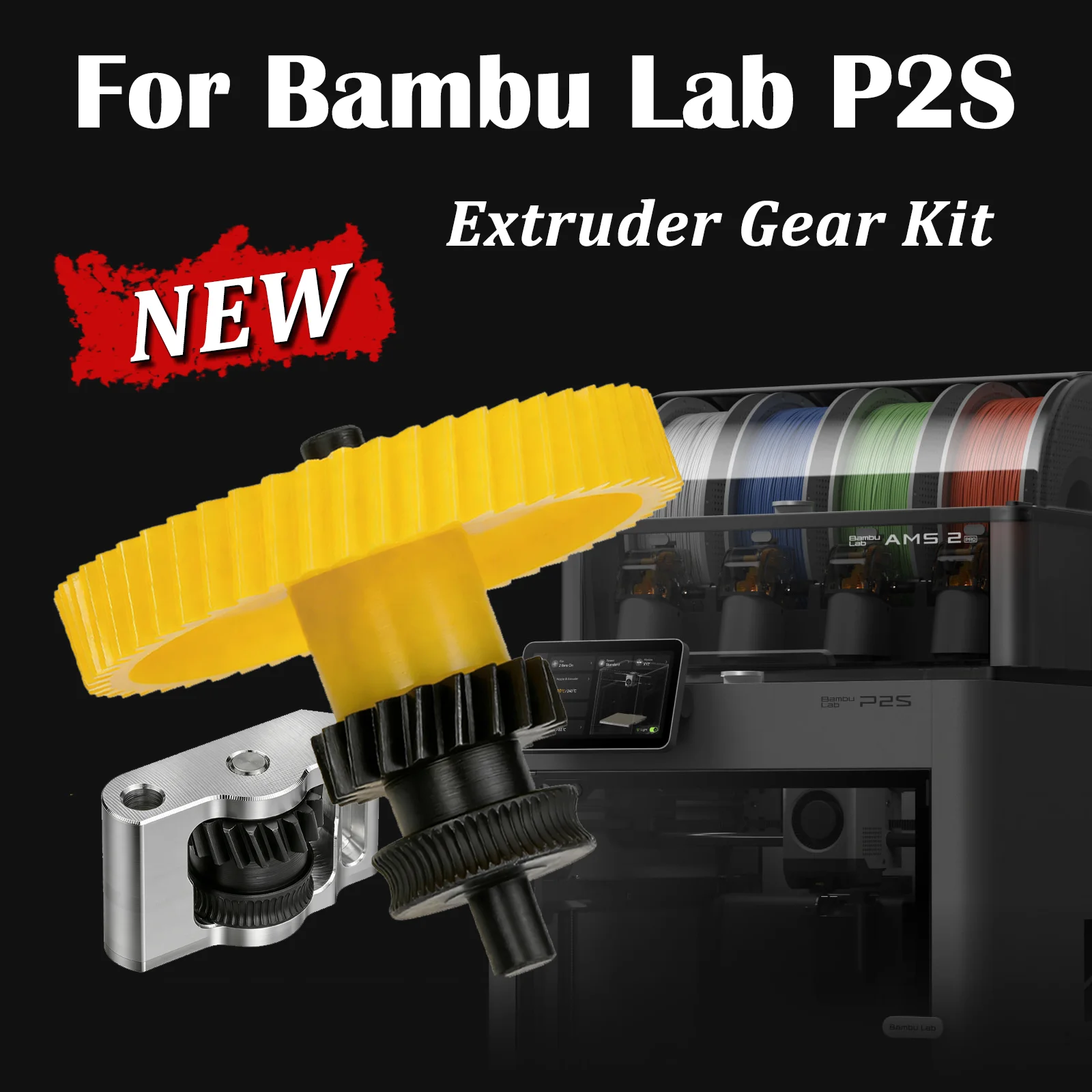 

Upgrade DLC Hardened Steel Gears For Bambu Lab P2S Integrated Extruder Gear Kit Helical Gear Wear Resistant For Bambulab P2S