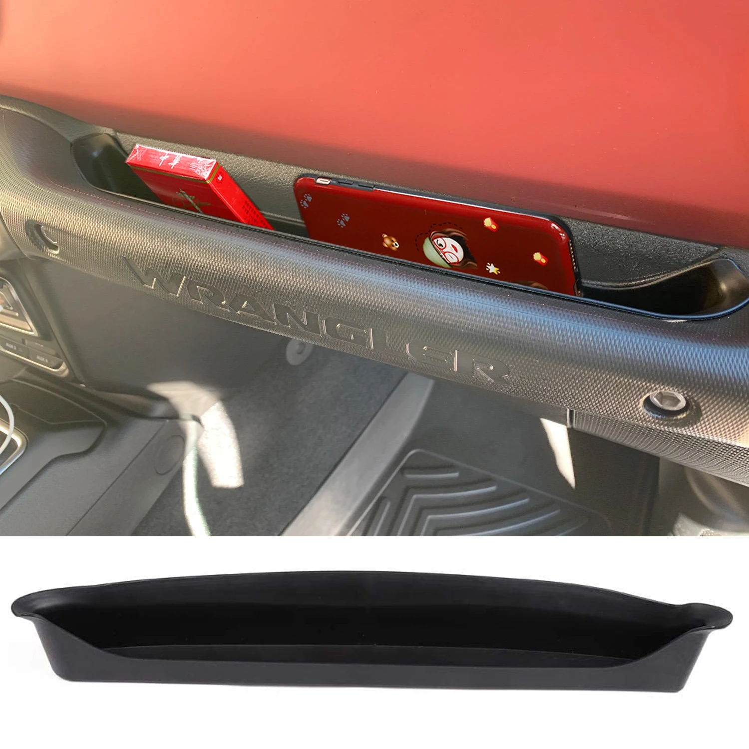 Car Co-pilot Grab Handle Armrest Storage Box Tray for Jeep Wrangler JL 2018 2019 2020 2021 2022 2023 Interior Accessories Black