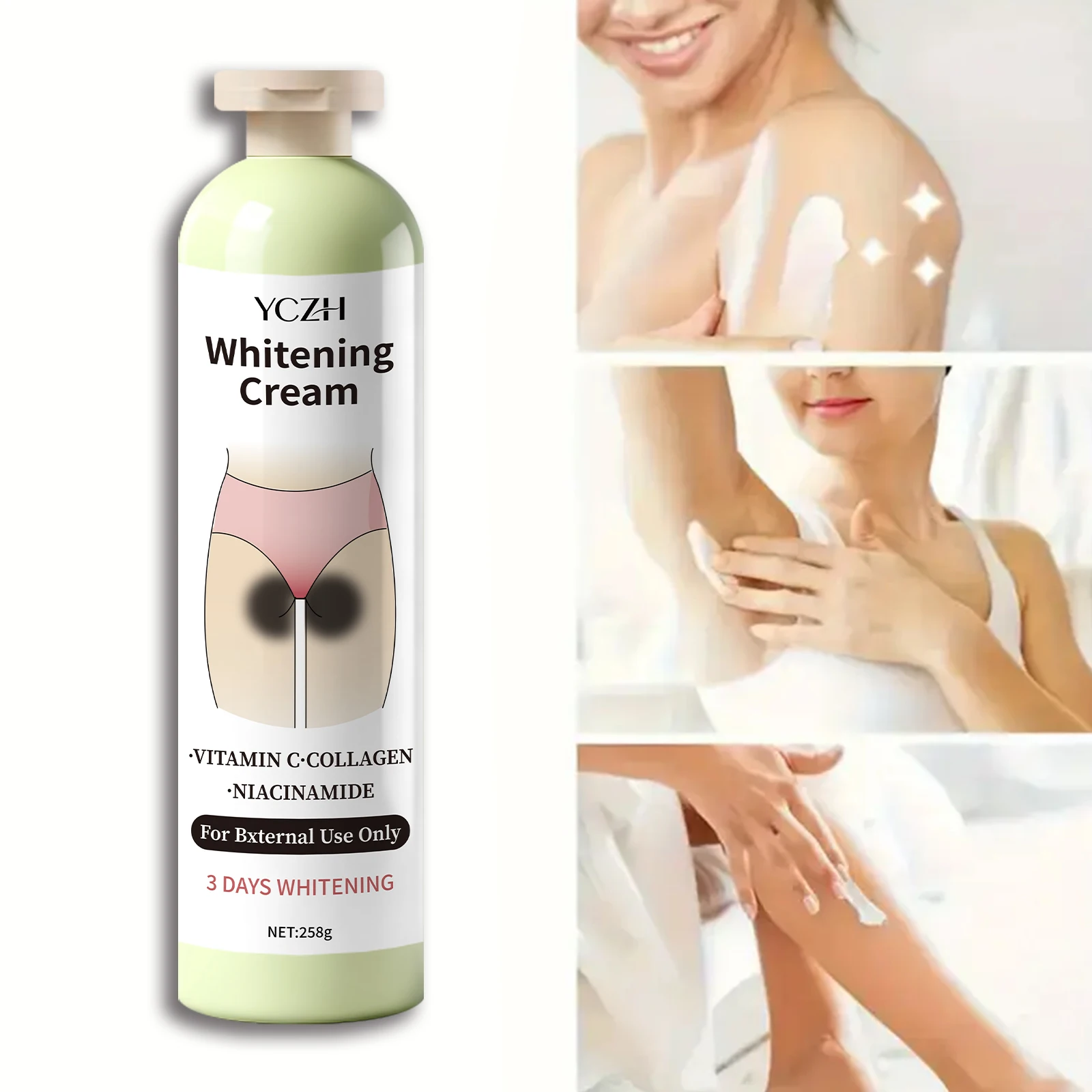 Caja Blanqueadora, Apta para Cuerpo, Axilas, Glúteos y Muslos - Mejora la Luminosidad Interior, Suaviza y Unifica la Piel de Color Café Claro, Loción Hidratante, Loción Corporal con Colágeno, Cuidado de la Piel de los Muslos