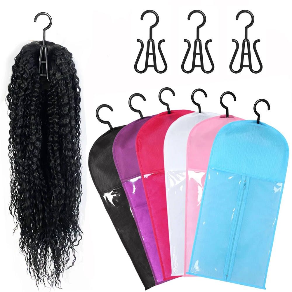 Hair Extensions Hanger Met Opbergtas Haarstukjes Opberghouder Pruiken Draagtas Voor Winkel Stijl Haar 6 Kleuren