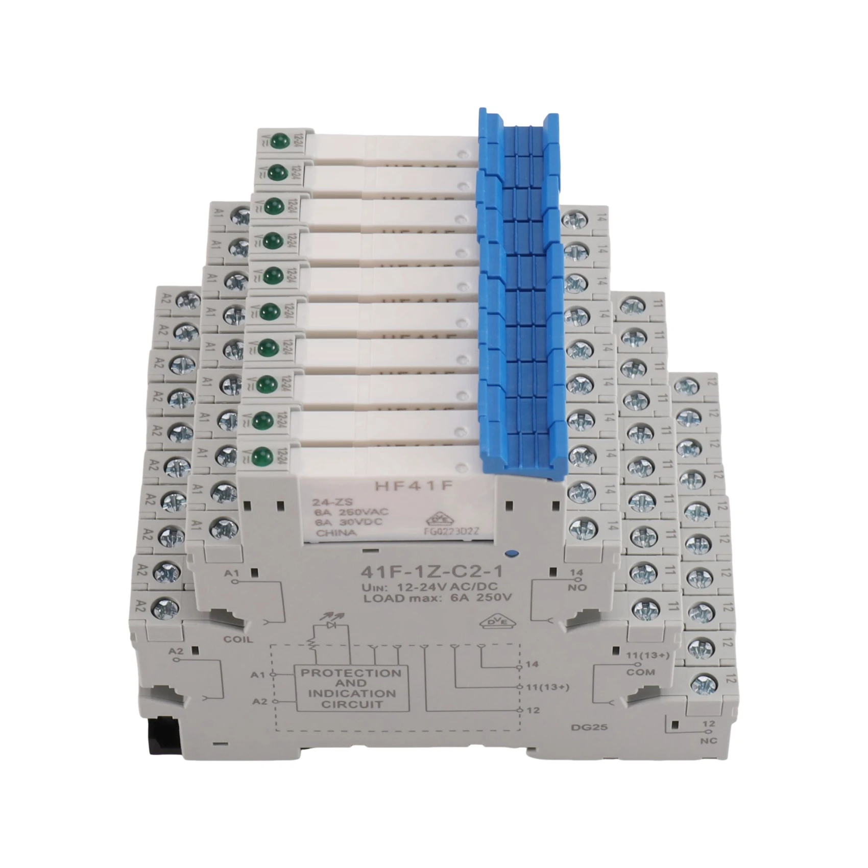[HOT!】 10PCS DIN Rail Relay Module 41F Slim Relay With LED 6A 24V 41F-24-ZS High Frequency Relay, 41F-1Z-C2-1