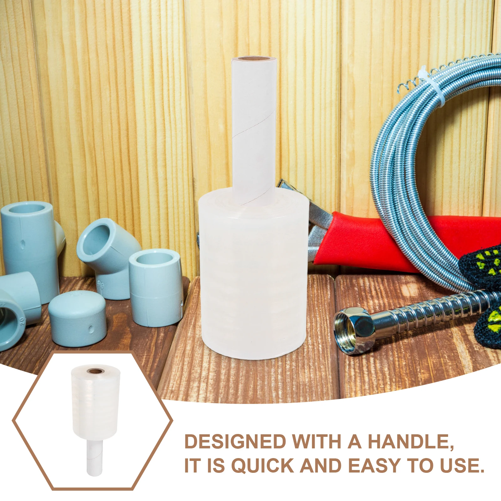 1 Rolo de Filme Stretch Portátil para Embalagem e Armazenamento de Móveis