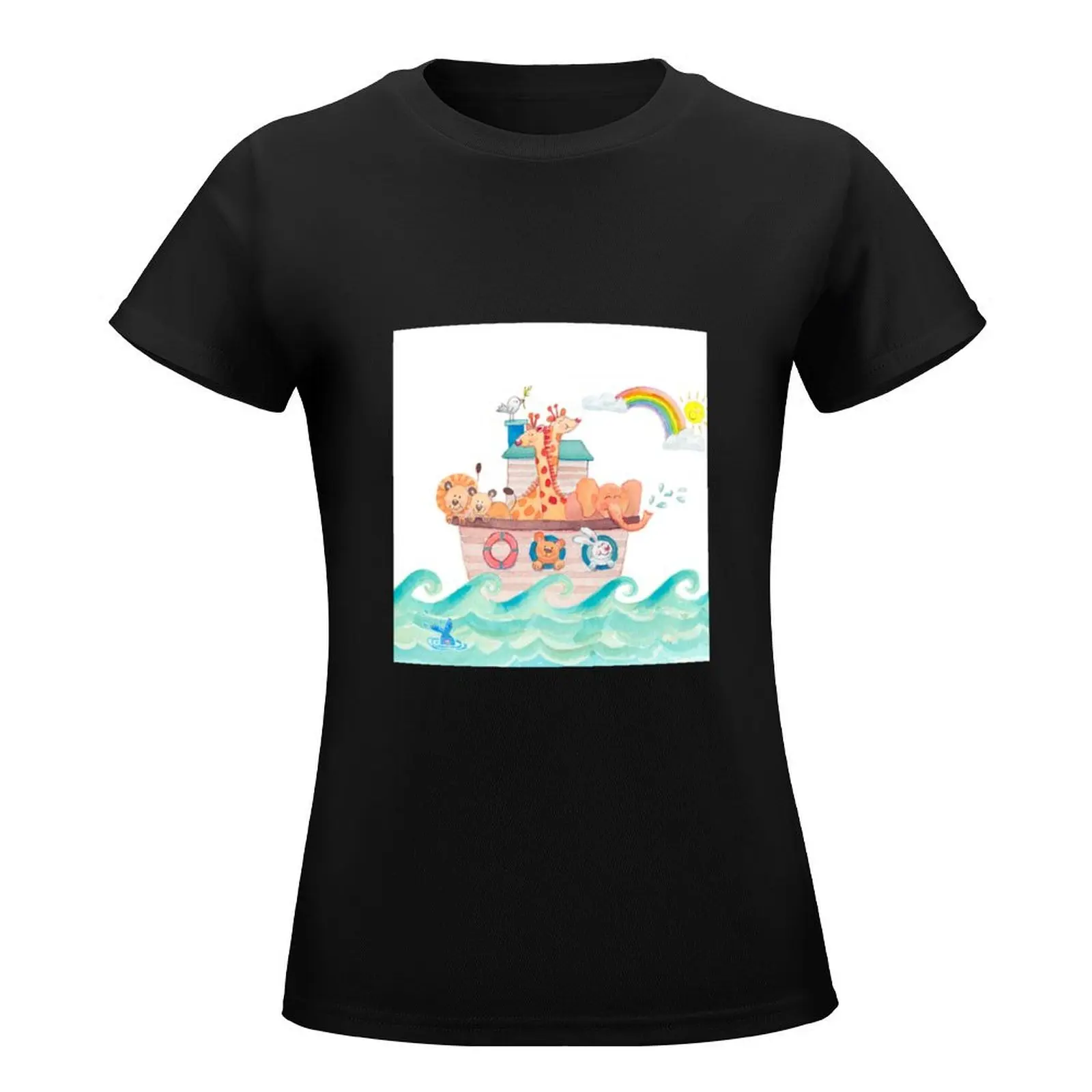 Noah's Ark Design T-Shirt anime clothes cute tops Blouse summer top Womens clothing